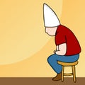 Dunce Hat Man on Stool