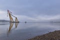 Dundee, Scotland, UK, 9th April 2018, The Asian Hercules III the Worlds largest Sheerleg Crane . Royalty Free Stock Photo