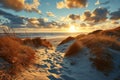 Dune Beach Sunset, Sylt Island, Germany - AI Generated Royalty Free Stock Photo