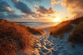 Dune Beach Sunset on Sylt Island, Germany - AI Generated Royalty Free Stock Photo