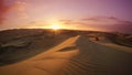 Dune buggy at the desert at sunset hour. Huacachina, Ica, Peru.