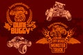 Dune buggy and monster truck - vector badge Royalty Free Stock Photo