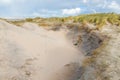 Dune landscape Dutch coast with sand drifts and wind eroded deep holes Royalty Free Stock Photo