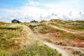 Dune landscape at the North Sea with holiday homes near Henne Strand, Jutland Denmark Royalty Free Stock Photo