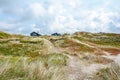 Dune landscape at the North Sea with holiday homes near Henne Strand, Jutland Denmark Scandinavia Europe Royalty Free Stock Photo