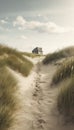 Dune setting by the coast of Denmark in the summer with lyme grass in the sand Royalty Free Stock Photo