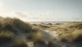 Dune setting by the coast of Denmark in the summer with lyme grass in the sand Royalty Free Stock Photo