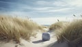 Dune setting by the coast of Denmark in the summer with lyme grass in the sand Royalty Free Stock Photo