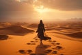 Dune trekking Woman enjoying a stroll through the deserts sandscapes