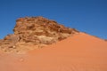 Dune in the Wadi Rum desert in Jordan. Royalty Free Stock Photo