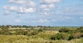 Dunes and Banckspolder with transmitter mast on Frisian island Schiermonnikoog, Netherlands