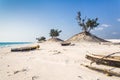 Dunes and canoes Royalty Free Stock Photo