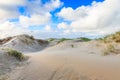 Dune landscape Dutch coast with sand drifts and wind eroded deep holes