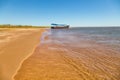 Dunes island `Las Dunas de San Cosme y Damian` in the middle of the Rio Parana near the city Encarnacion. Royalty Free Stock Photo