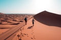 On the dunes of the Sahara desert in Morocco