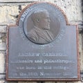 Andrew Carnegie Birthplace Cottage Memorial Plaque