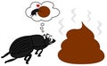 Dung beetle and the big poop funny cartoon illustration