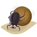 Funny cartoon illustration of a dung beetle Royalty Free Stock Photo