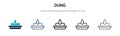 Dung icon in filled, thin line, outline and stroke style. Vector illustration of two colored and black dung vector icons designs