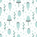 Dung mushroom seamless pattern. Vector Illustration for printing, backgrounds, covers and packaging. Image can be used for Royalty Free Stock Photo