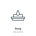 Dung outline vector icon. Thin line black dung icon, flat vector simple element illustration from editable india and holi concept