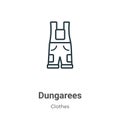 Dungarees outline vector icon. Thin line black dungarees icon, flat vector simple element illustration from editable concept