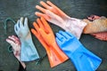 DUNGENESS, KENT/UK _ DECEMBER 17 : Assortment of rubber gloves