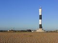 Black and white Lighthouse on beach Royalty Free Stock Photo