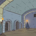 Cartoon medieval dungeon background.