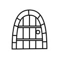 Dungeon door flat line icon. Clipart image