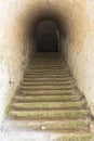 Dungeon staircase. Old fort Tarakanivsky, Rivne region. Ukraine