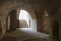 Dungeon staircase. Old fort Tarakanivsky,  Rivne region. Ukraine Royalty Free Stock Photo