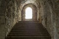 Dungeon staircase. Old fort Tarakanivsky Royalty Free Stock Photo