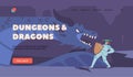 Dungeons And Dragons Landing Page Template. Person Wear Knight Costume Virtual Reality Headset Playing Mmorpg