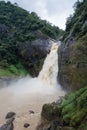 Dunhinda Waterfall in Sri Lanka on a Rainy Day