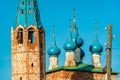 Dunilovo, Russia: View of the domes and tower of the Annunciation Church and Church of the Theotokos of Kazan