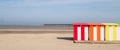 Dunkerque, France: Brightly colored striped beach huts on the sea front at Malo-Les-Bains beach in Dunkirk
