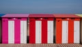 Dunkerque, France: Candy colored striped beach huts on the sea front at Malo-Les-Bains beach in Dunkirk