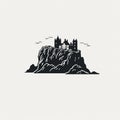 Scotland Castle Icon: Hauntingly Beautiful Black And White Illustration