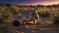 Golden Bandicoot Foraging in the Australian Outback at Sunset Royalty Free Stock Photo