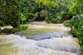 Dunns`s River Falls in Jamaica in the Dunn`s River Falls Park Royalty Free Stock Photo