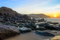 Dunquin bay beach at sunset in Ireland. Royalty Free Stock Photo