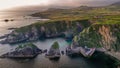 Dunquin Pier Ring of Dingle Kerry Ireland way cliffs coast line Irish touristic landmark sunset amazing aerial scenery view