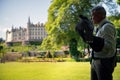 Falconry show at Dunrobin castle, Scotland Royalty Free Stock Photo