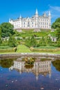 Dunrobin Castle in a sunny day, Sutherland county, Scotland. Royalty Free Stock Photo