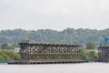 Dunston Gateshead England: May 2022: View of Dunston Staiths from Newcastle on grey hazy day