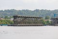 Dunston Gateshead England: May 2022: View of Dunston Staiths from Newcastle on grey hazy day