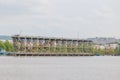 Dunston Gateshead England: May 2022: View of Dunston Staiths from Newcastle on grey hazy day