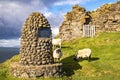 Duntulm, Isle of Skye , Scotland - October 14 2018 : This cairn is commemorating the MacArthurs heriditary pipers