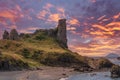 Dunure castle Ruins and Rugged Coast Line late afternoon